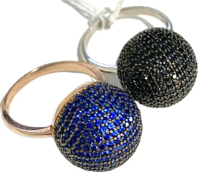 Ring Medium Disco Ball in Sterling or Rose Gold over Sterling