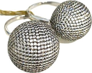 Ring Large Pave Disco Ball in Sterling