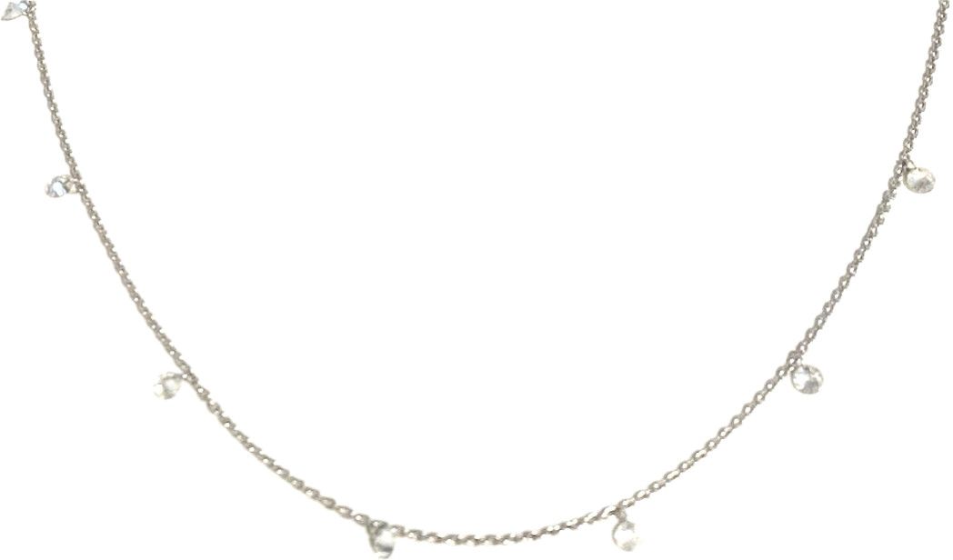 Necklace 14K WG w/ 7 Drilled Diamonds .73ctw