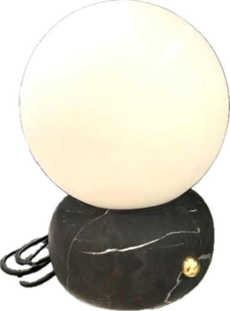 Lamp, Black Marble White Globe Table Lamp