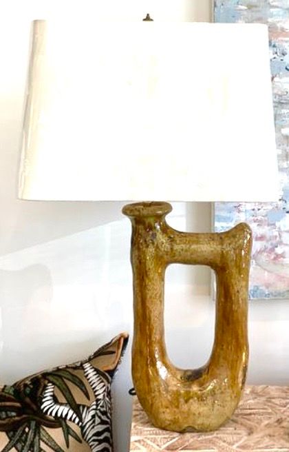 Morrocan Lamp,  Tamagroute Glaze Ceramic, Custom Shade &amp; FInial, Morocco 28.25" Tall