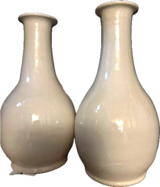 Oil Vase Ivory Glazed Ceramic Morocco