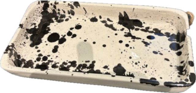 Black &amp; White Splat Rectangle Tray Morocco