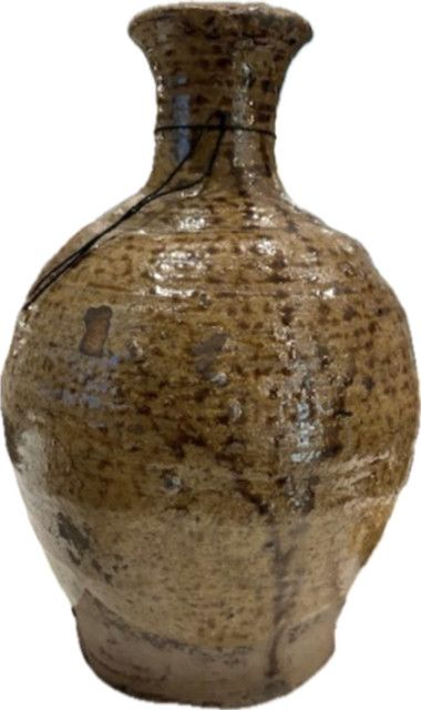 Ceramic Vase Spotted Glazed Design Army Green  9.5"H