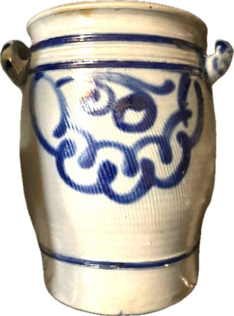 Ceramic Pot Belgium, 1900s Antique Wide Lip Two Handled