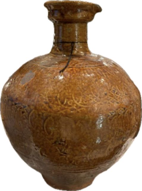 Ceramic Vase Glazed Browns With Spout