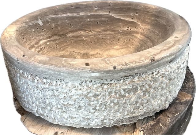 Large Marble Bowl Morocco Textured Sides 16" x 4"