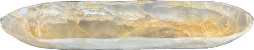 Onyx Canoe, Polished Gold/ White, 32" x 8" x 4"