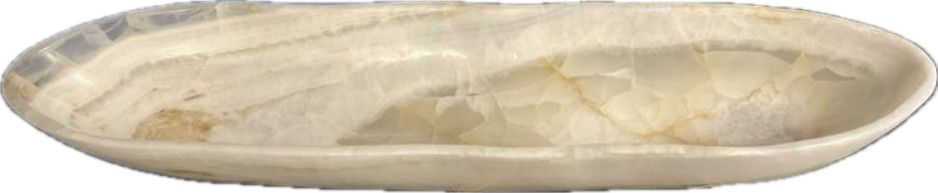Bowl Canoe Polished Onyx Tan White 31 x 8 x 4