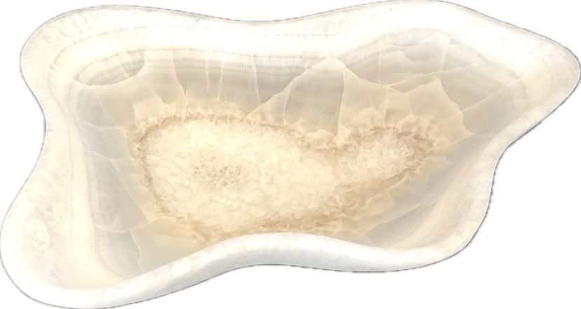 Bowl White Matte Onyx Organic Shape 15.5"