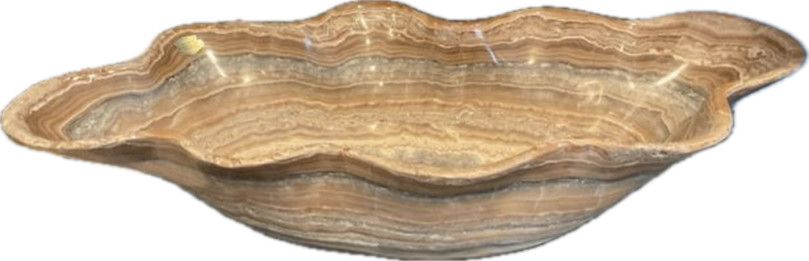 Bowl Polished Onyx Browns Long Organic Shape 25"