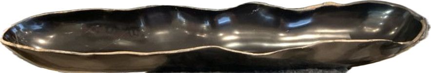 Canoe Bowl Polished Black Marble XL Raw Edged  41.5"