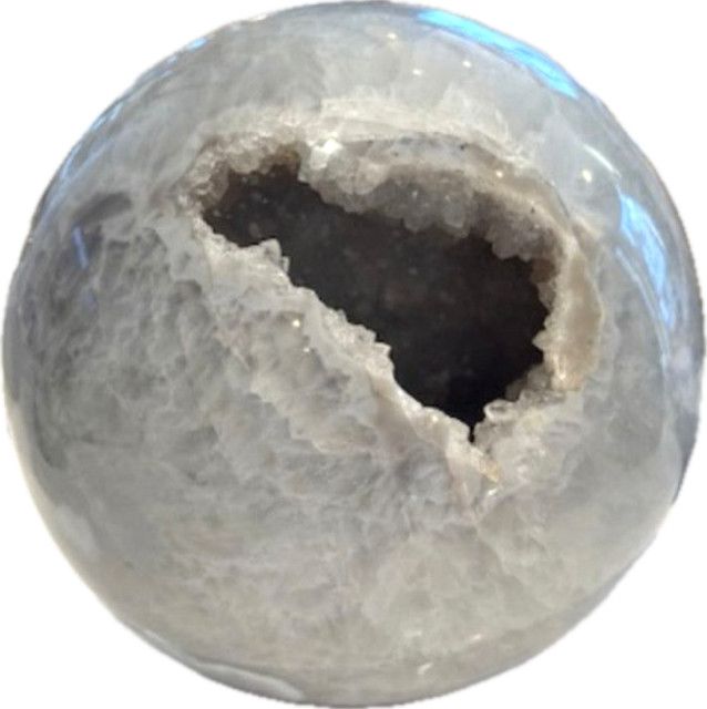 Translucent White Double Portal Quartz Sphere, XL