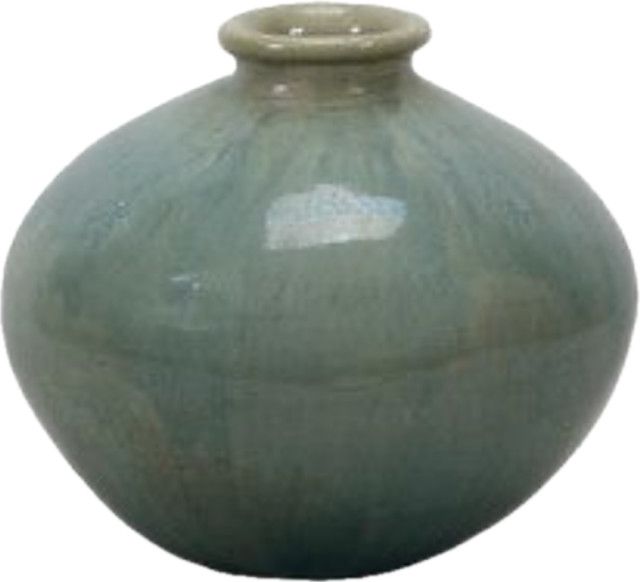 Vintage Vase Handmade Artistic Glaze Drip Finish Blue / Green 12" H