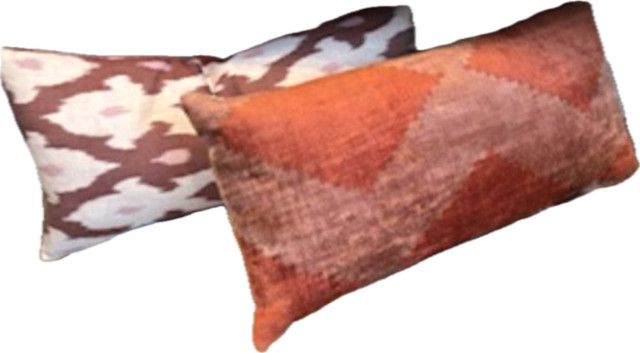 >11" x 21" Ikat Lumbar Pillow, Reversible - Two Colorways