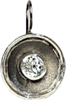 Earrings Aquamarine Center 1 ct Each Sterling Oxidized Disc