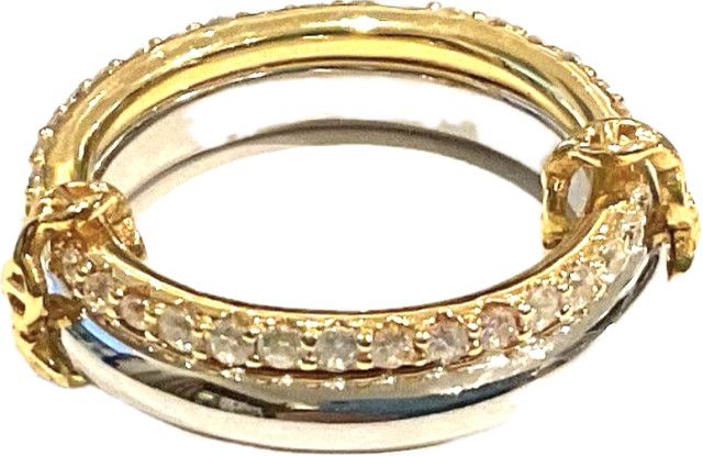 Double Band Ring, one CZ one Silver, Sz 9