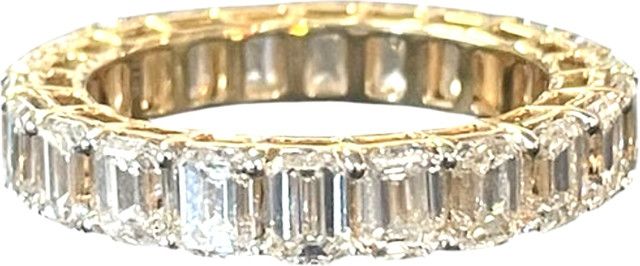 Ring Eternity Lab Diamond Band Emerald Cut 5.59CT, 10K sz7.38