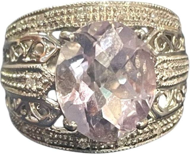 Ring Diamond 4.50ct  Amethyst Sz6 10KWG