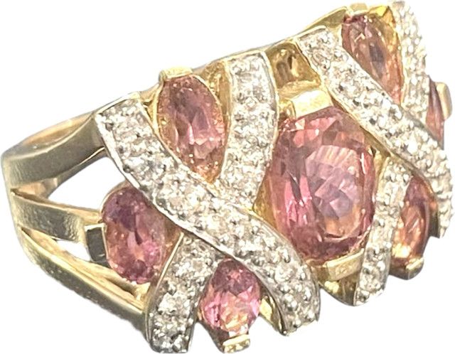 Ring- Diamond 5-1/4CT &amp; Pink Tourmaline on 14k G