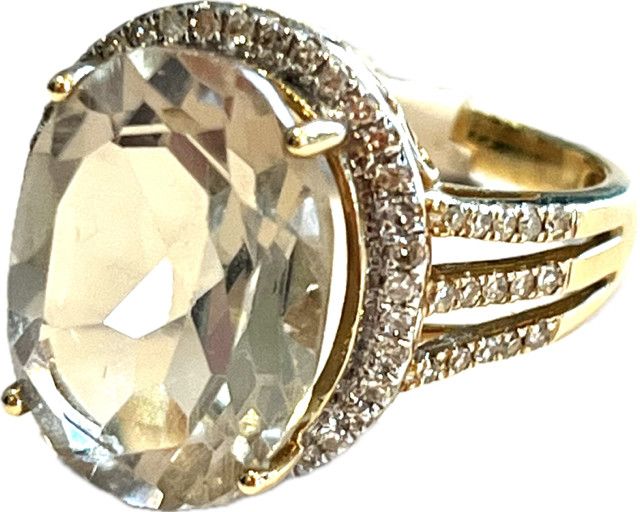 Ring - Diamond 0.43CT &amp; 8.87 Ct SmokeyTopaz on 14K G