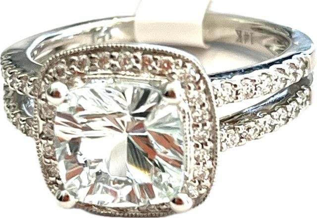 Ring Diamond .38 CT &amp; Aquamarine 3.25Ct 14K WG