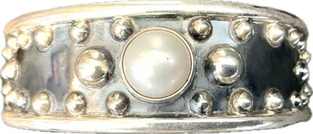 Cuff Sterling Silver Beads With Pearl Oxidized