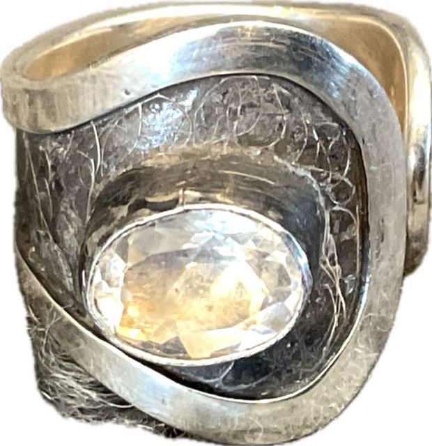 Ring Sterling Oxidized Wrap White Topaz