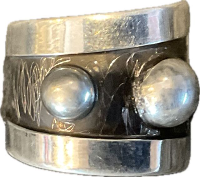 Ring Sterling Oxidized w/ Double Sphere Adjustable