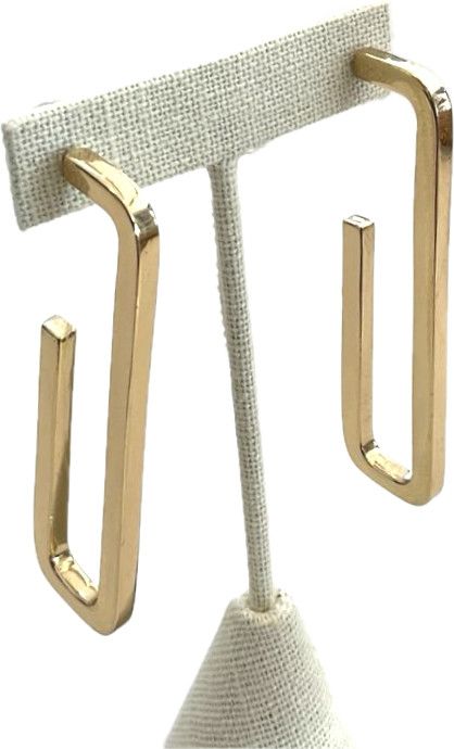 Earrings - Large Gold Tone Rectangular Hoops