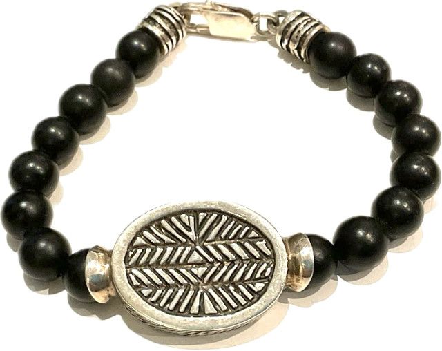 Bracelet Onyx Bead Sterling Silver Centerpiece &amp; Accents