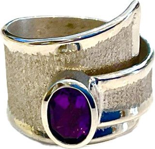 Ring Amethyst 1.7 Sterling Brushed Small Buckle