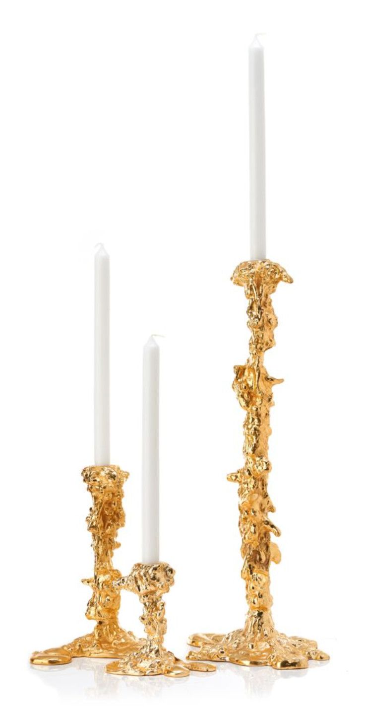 Drip Candle Holder, Gold, Med., 10" H