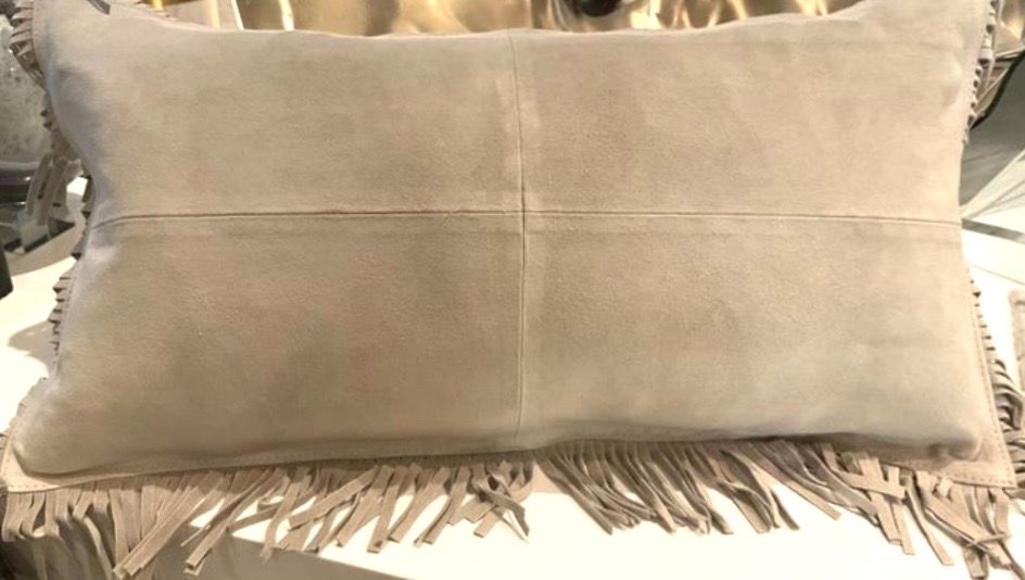 Pillow 22x12 Bone Lumbar Fringe Suede