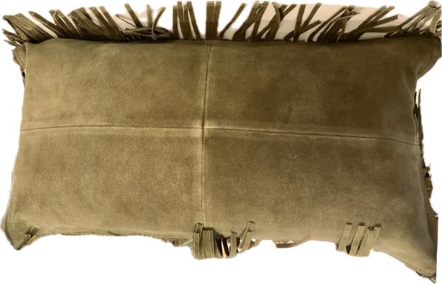 Pillow 22x12 Lumbar Forest Fringe Suede