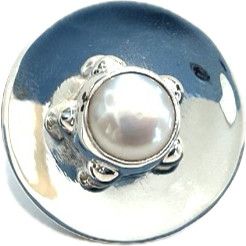 Pendant, Sterling Silver Polished Round Disk with Freshwater Pearl