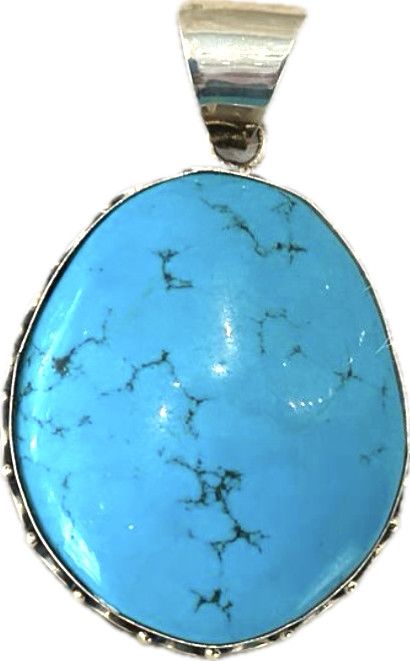Pendant, Large Oval Turquoise &amp; Sterling Statement Piece