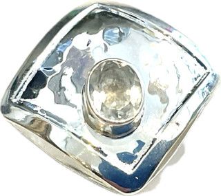 Pendant White Topaz Sterling Hammered Pillow