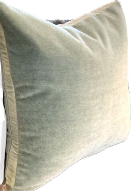 Pillow 22x22 Mohair Tuxedo Trim Teal