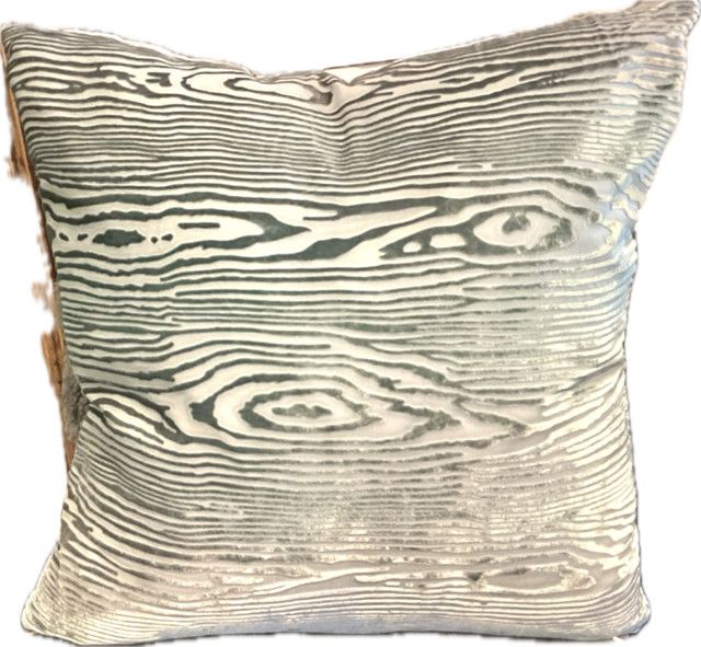 Pillow 22x22 Velvet Woodgrain Burnout Moss