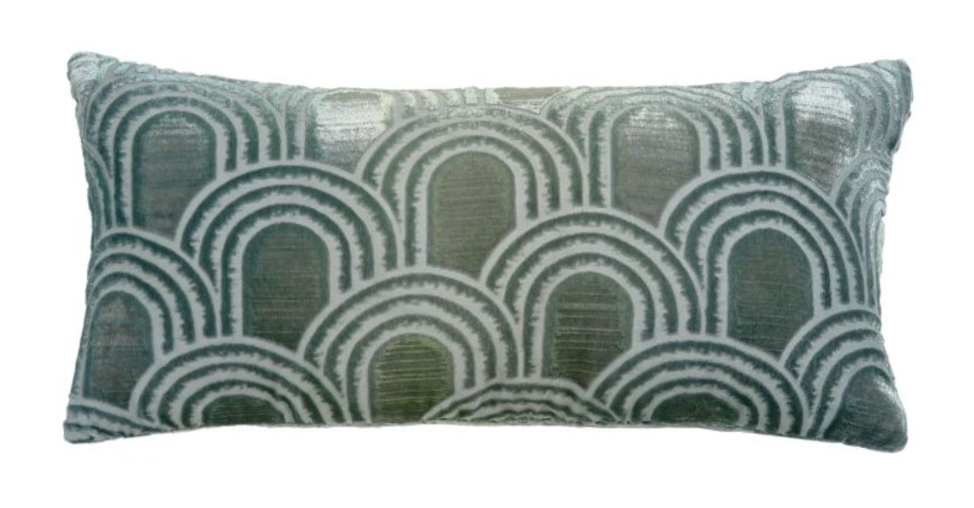 Pillow 14x20 Lumbar Velvet Loop Burnout Sage Deco Arch Design
