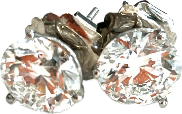 Lab Diamond Stud Earrings 3.04 ctw Ea. 6.08 tcw VS1, 14k White gold Martini Settings, Jumbo Backs