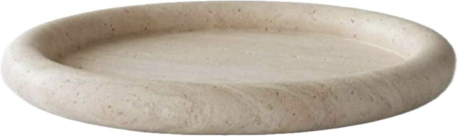 Round Travertine Tray Candle Holder, Lg, Cream, 10" D