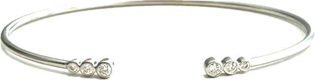 Bracelet, Slim Cuff w/ .21 ctw Bezel Set Diamond Accents, 14k