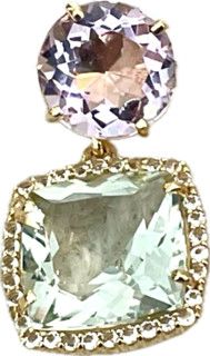 Earrings Amethyst Praziolite 17ct Wht Topaz Accent Vermeil
