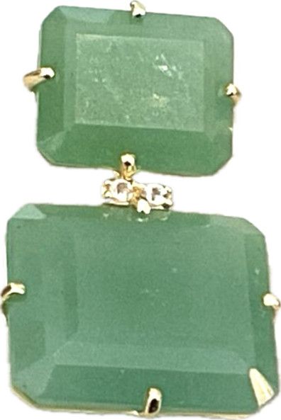 Earrings Emerald Quartz 33.7cts. Wht Topaz Accent Vermeil
