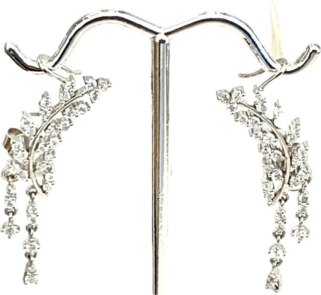 Earrings Diamond and 14K White Gold Wrap Around