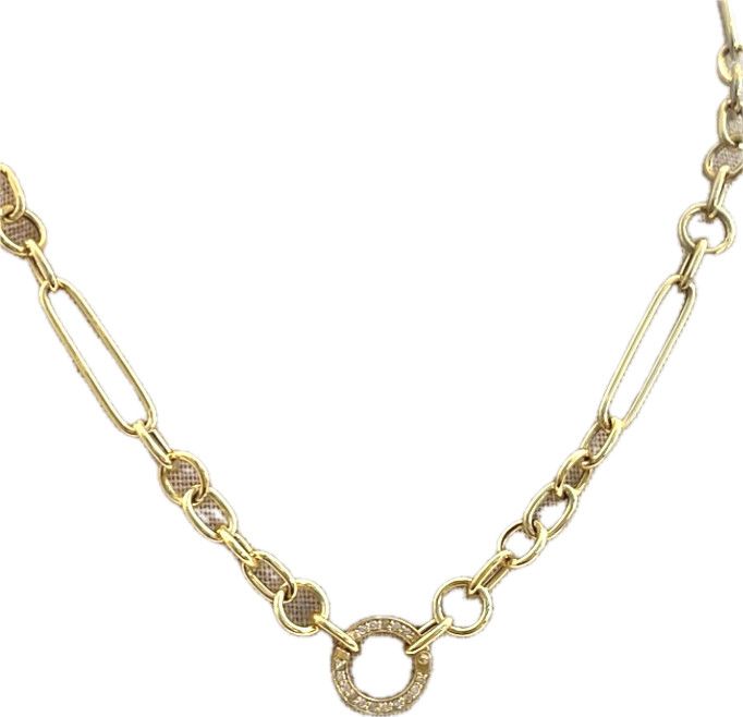Necklace, 14K Chain Varied Links with Diamond Connector,16"