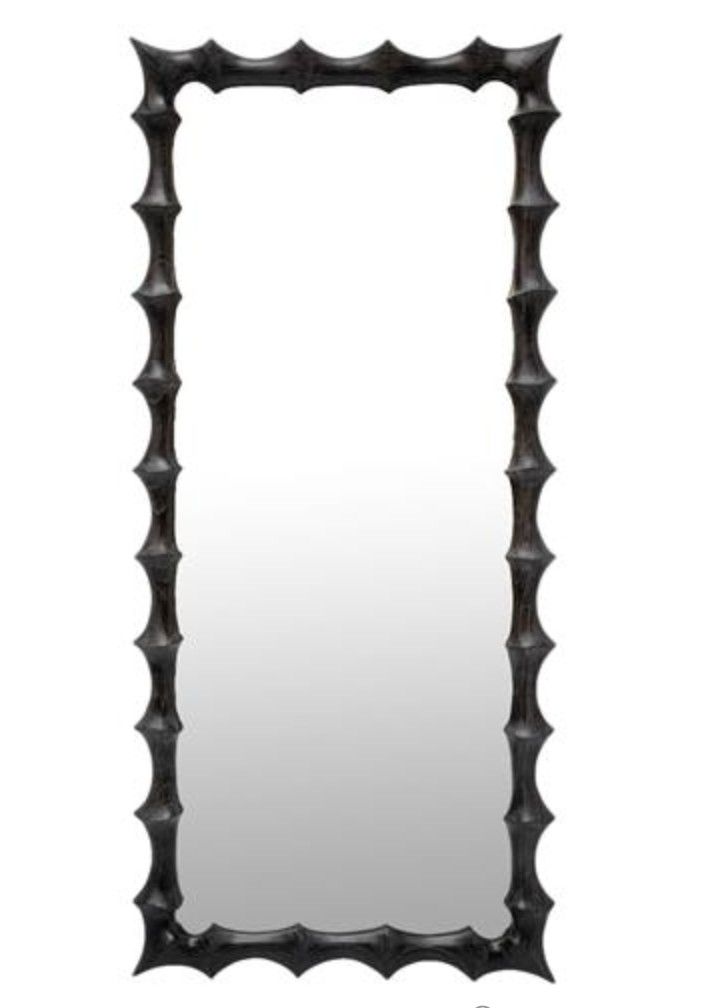 Mirror 83" x 42.5" Carved Hardwood Dk Gray / Brown