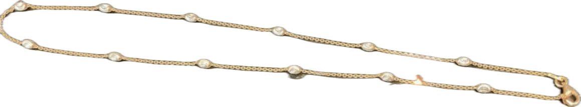 Necklace Rose GP over Sterling Diamond-Cut Stations, 16"